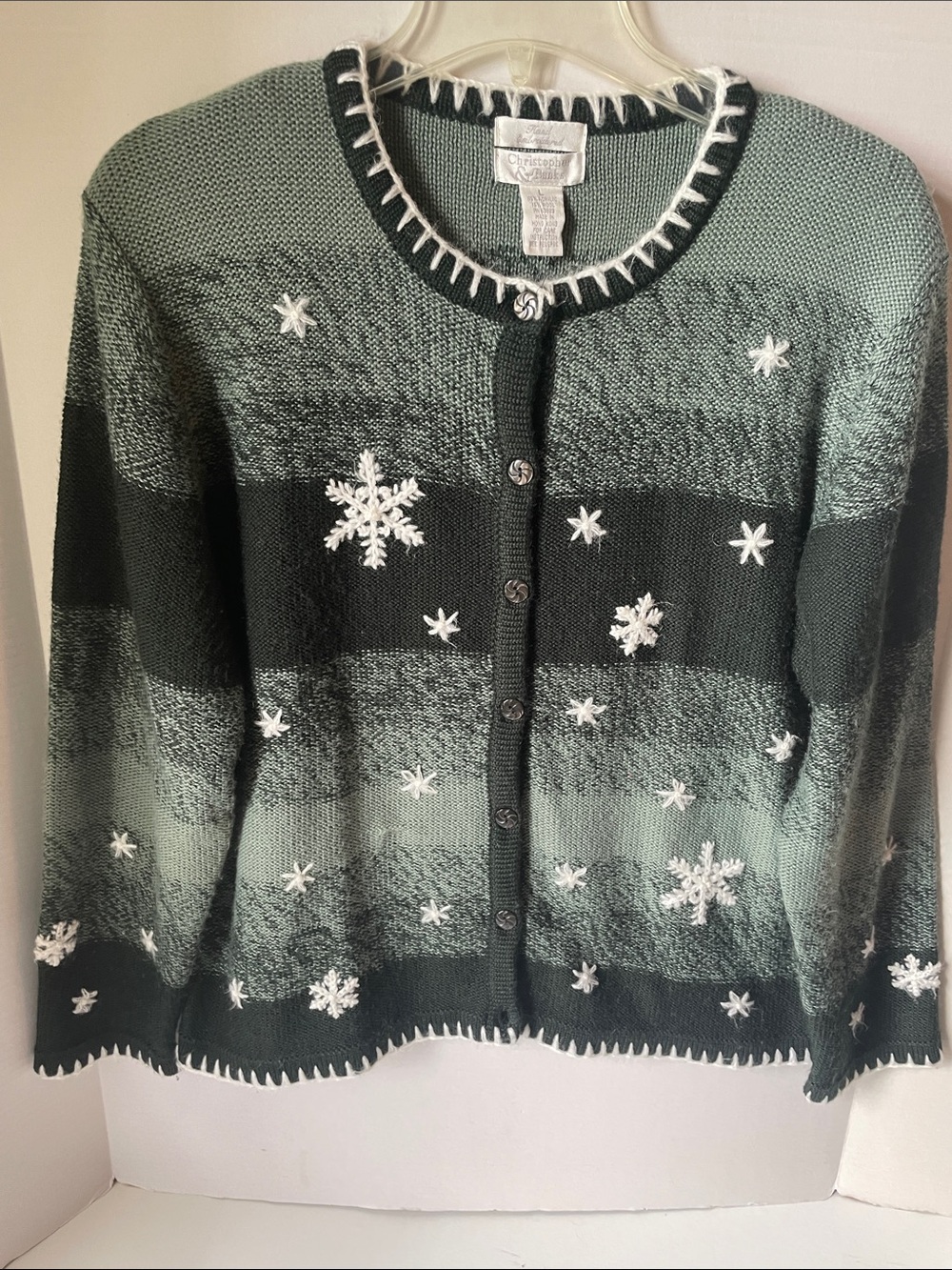 Christopher & Banks  Women's Large  Snowflake  Christmas Button-Up Sweater